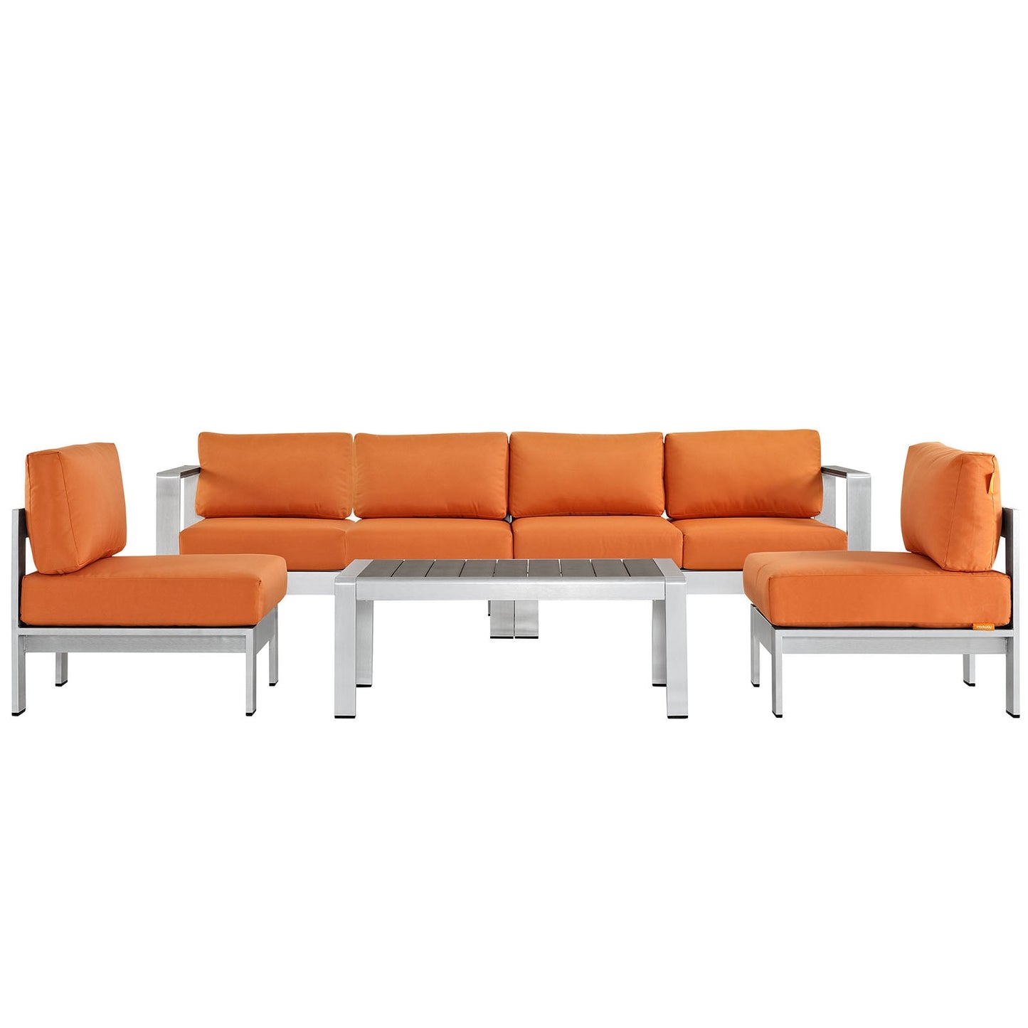 Shore 5 Piece Outdoor Patio Aluminum Sectional Sofa Set by Modway