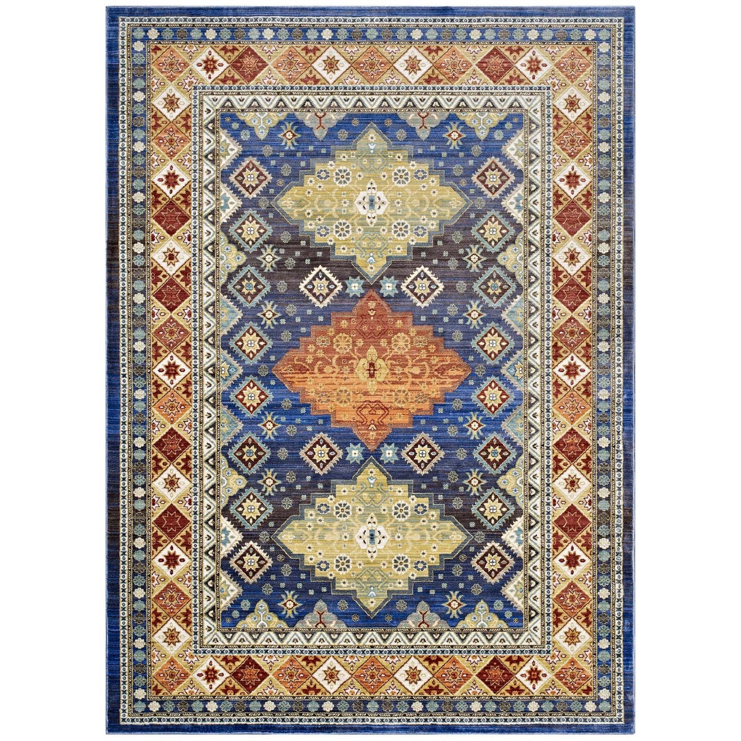 Atzi Distressed Southwestern Diamond Floral 4x6 Area Rug by Modway