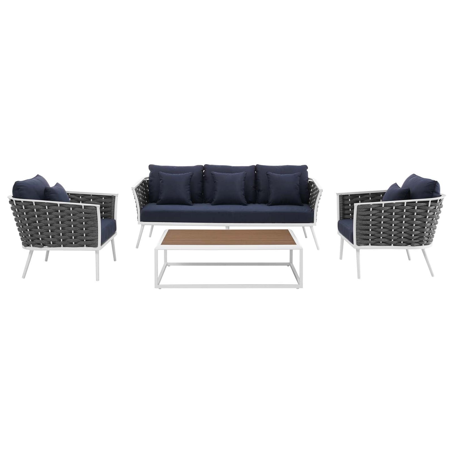 Stance 4 Piece Outdoor Patio Aluminum Sectional Sofa Set by Modway