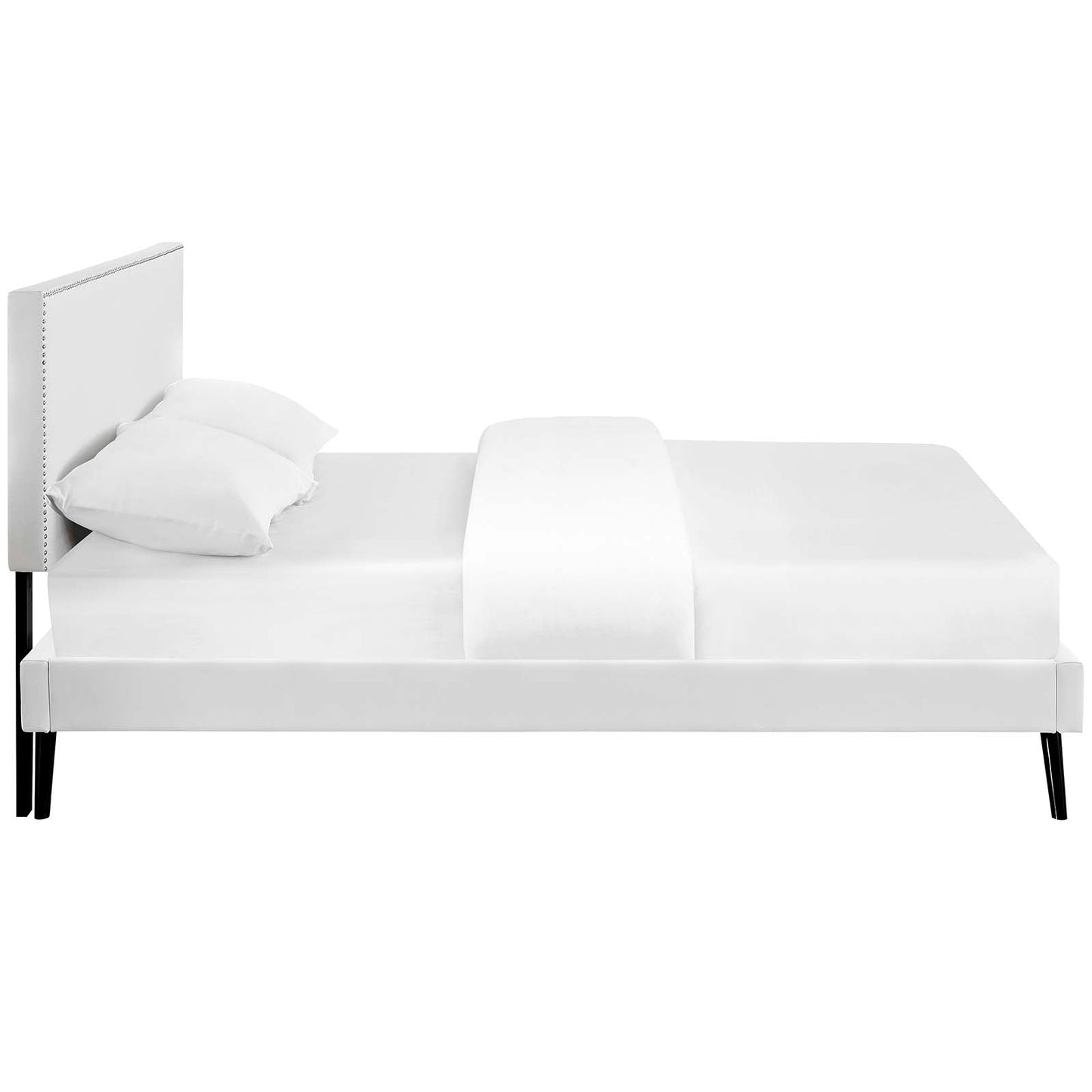 Macie Full Vinyl Platform Bed with Round Splayed L