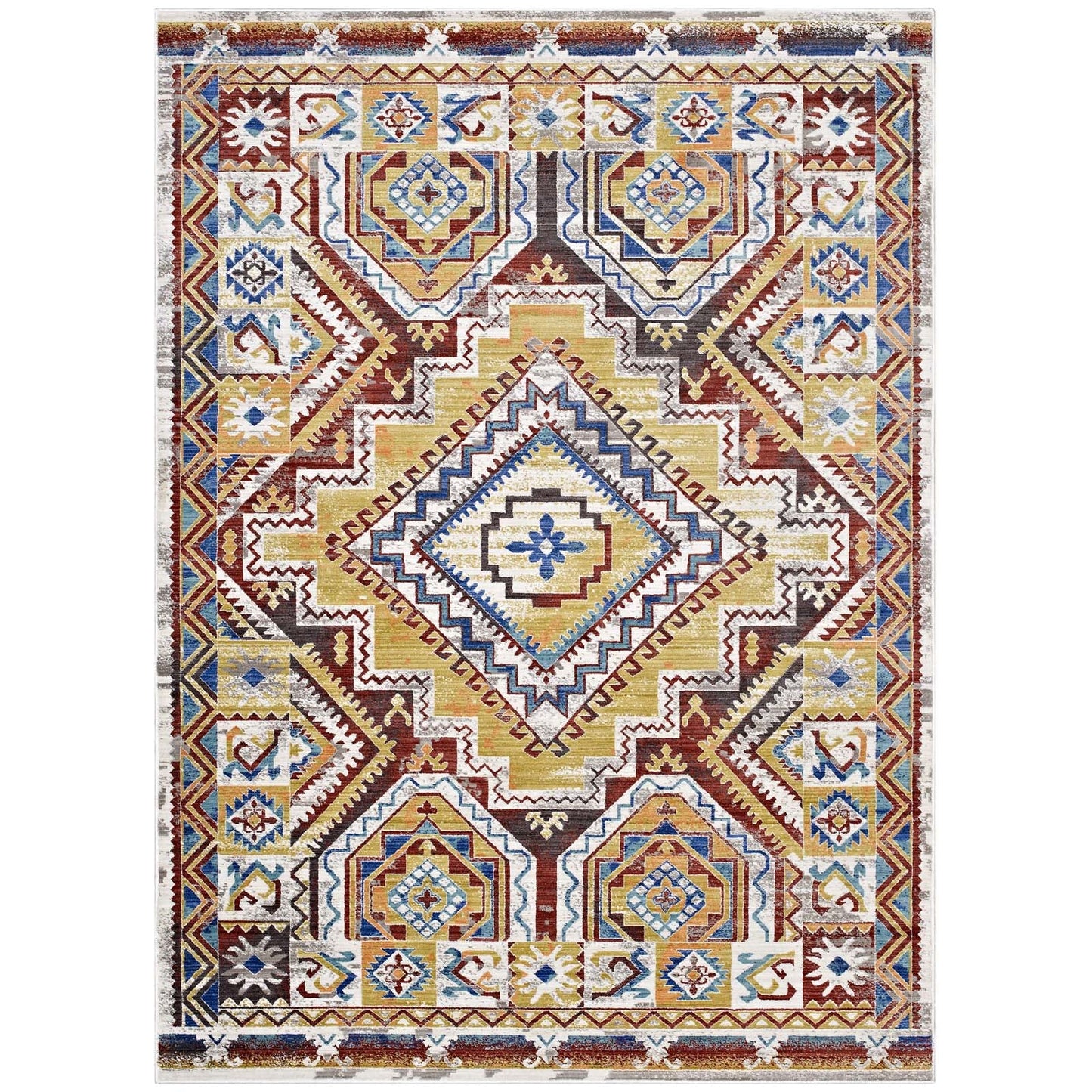 Florita Distressed Southwestern Aztec 4x6 Area Rug by Modway