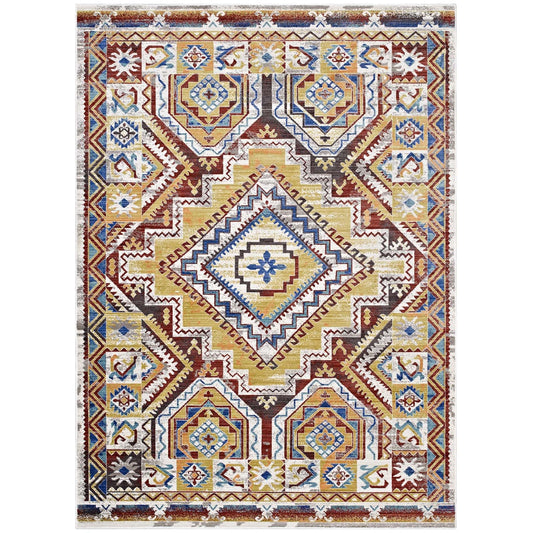 Florita Distressed Southwestern Aztec 4x6 Area Rug by Modway
