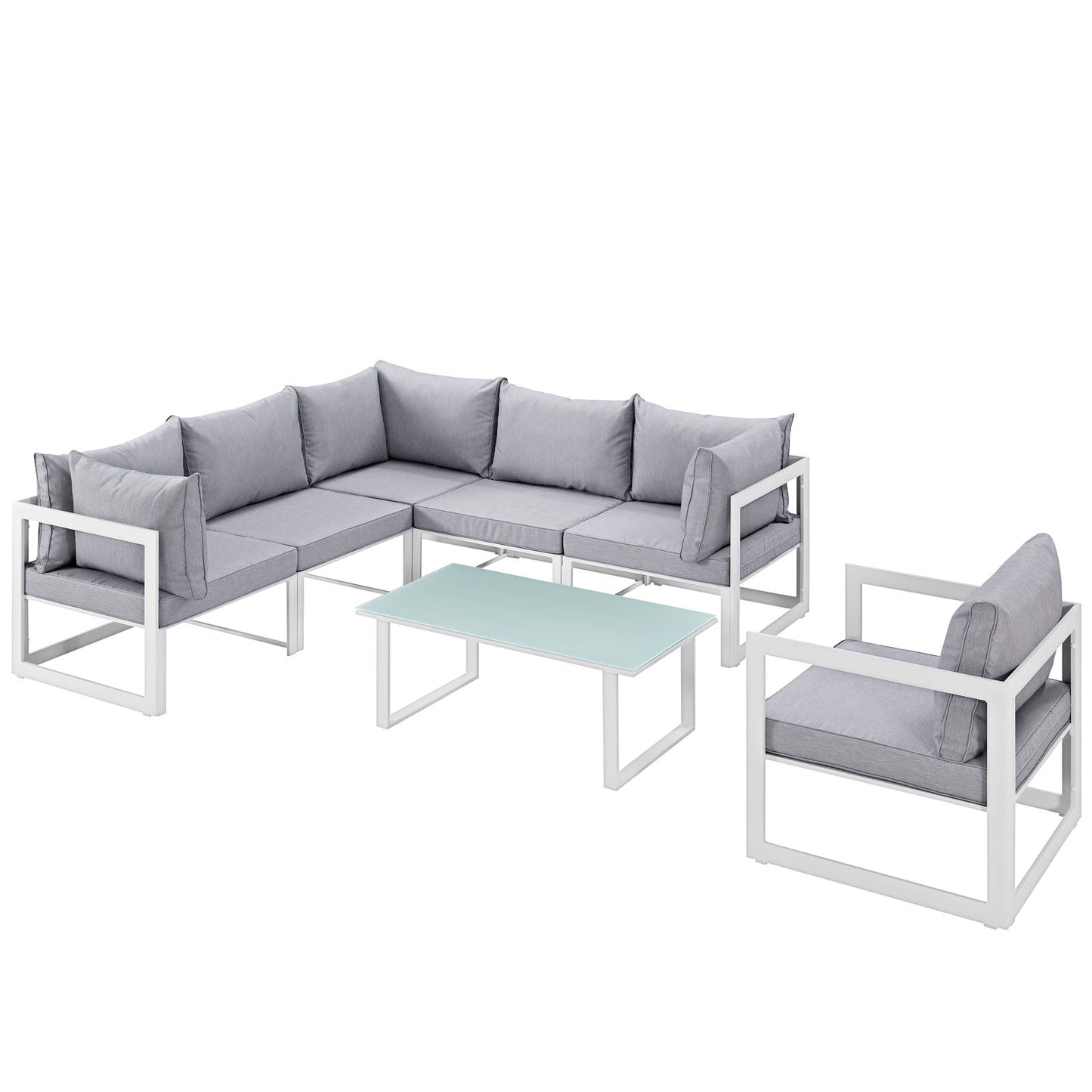 Fortuna 7 Piece Outdoor Patio Sectional Sofa Set by Modway