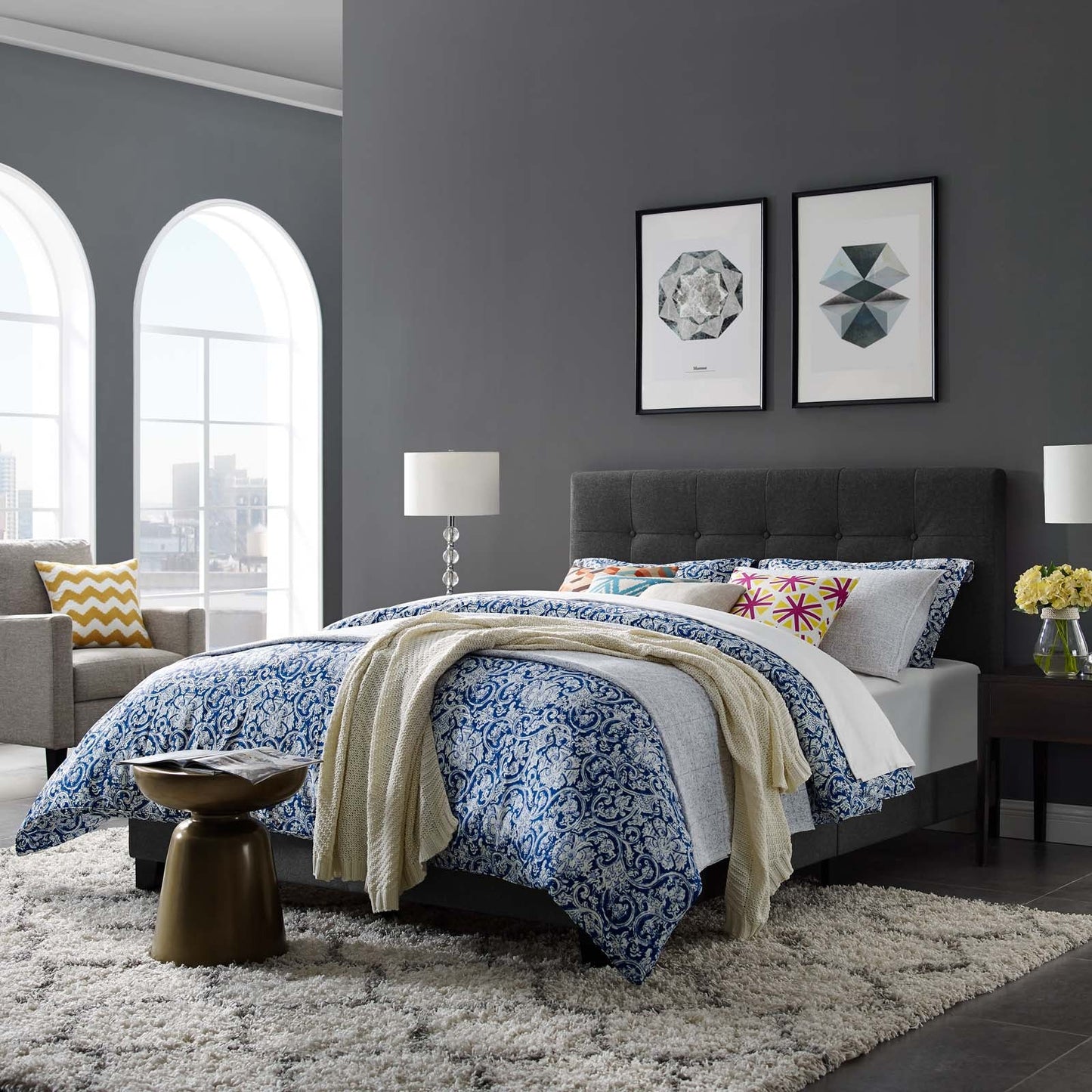 Amira Upholstered Fabric King Bed by Modway