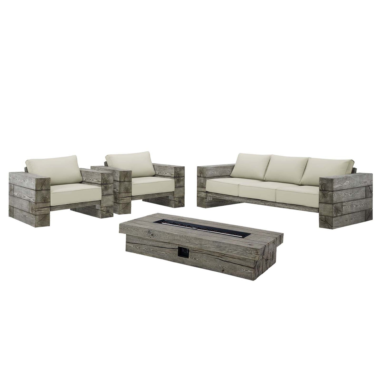 Manteo Rustic Coastal Outdoor Patio Sunbrella¨ 4 Piece Set