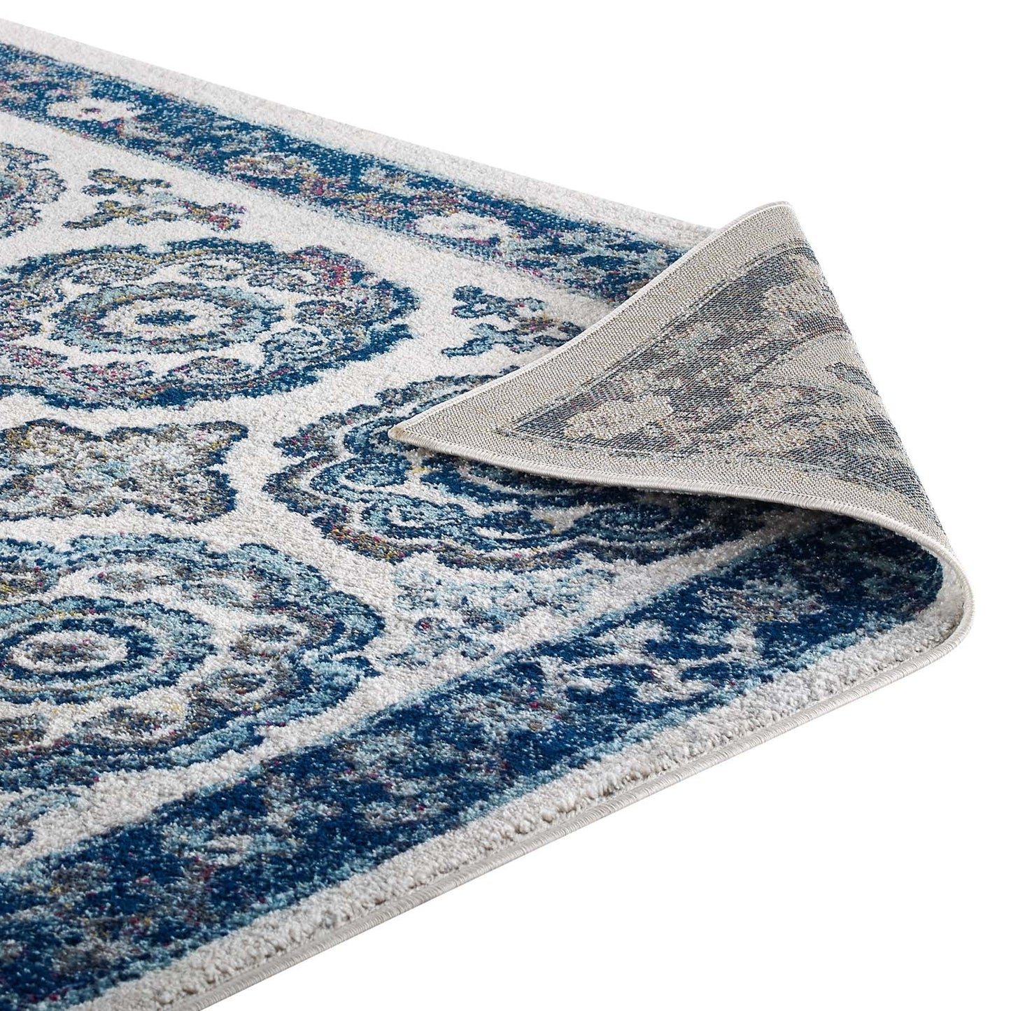 Entourage Odile Distressed Floral Moroccan Trellis 8x10 Area Rug by Modway