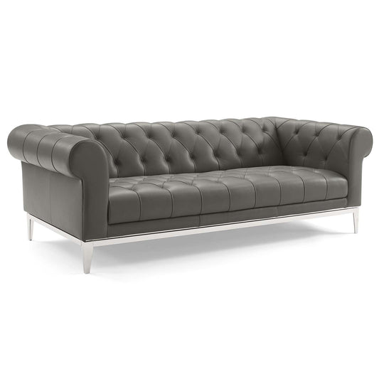Idyll Tufted Upholstered Leather Sofa and Armchair Set by Modway