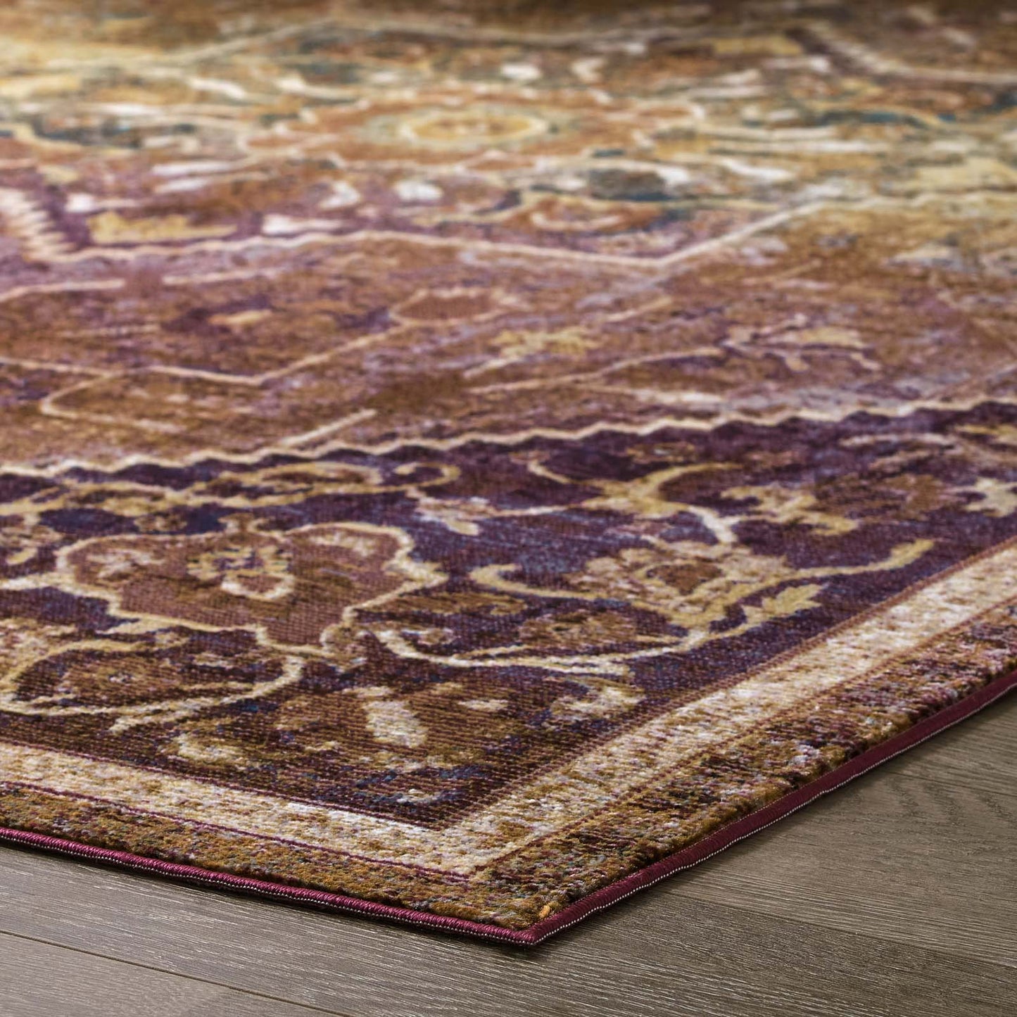 Success Kaede Transitional Distressed Vintage Floral Vintage Medallion 5x8 Area Rug by Modway