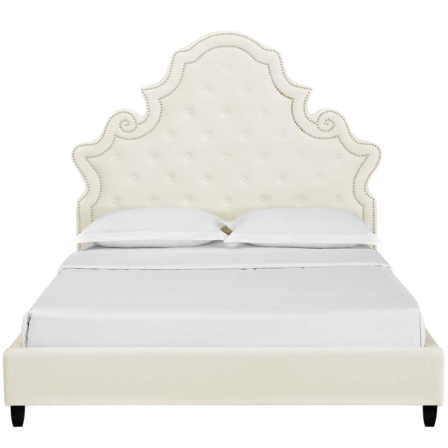 Valentina Tufted Nailhead Performance Velvet Queen Platform Bed by Modway
