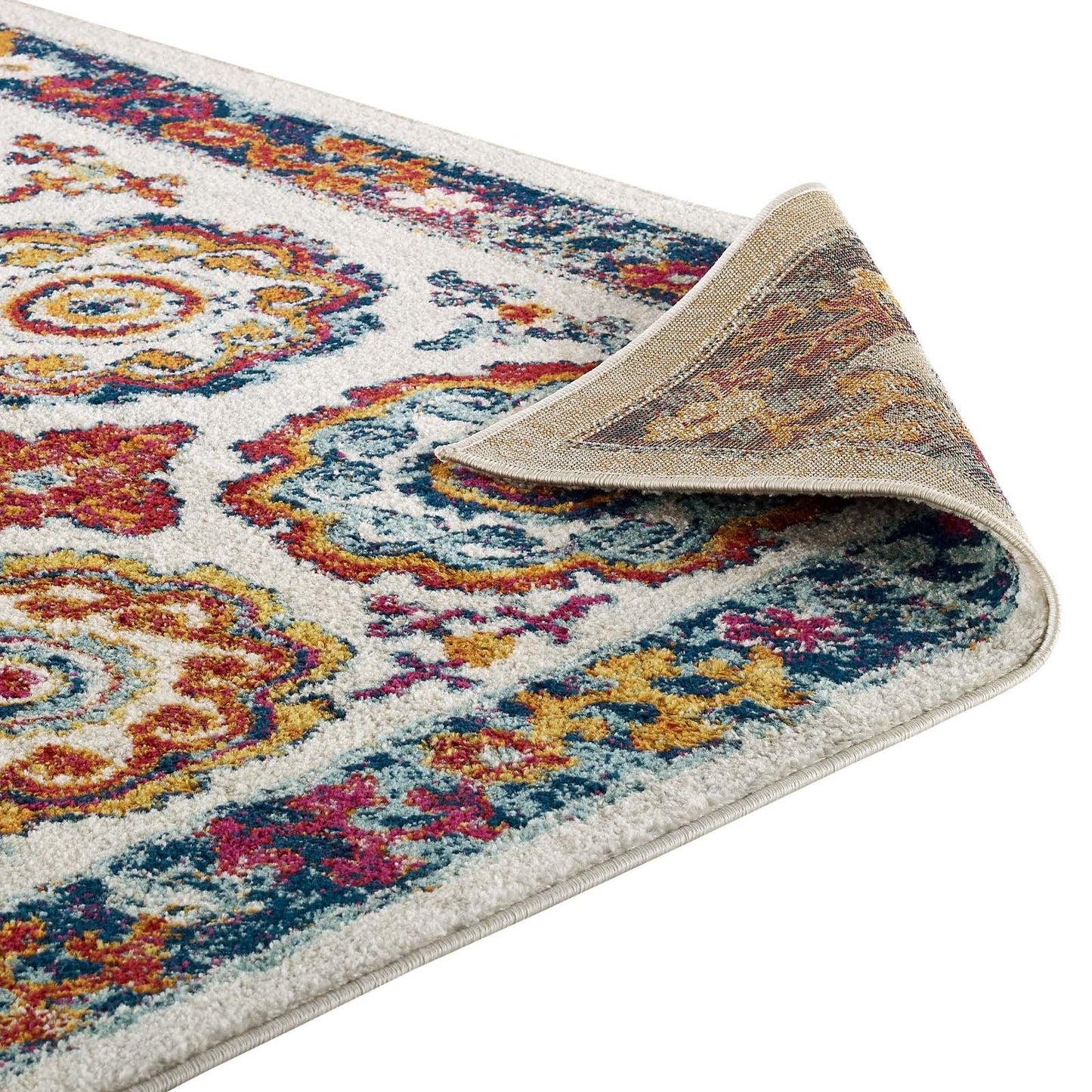Entourage Odile Distressed Floral Moroccan Trellis 8x10 Area Rug by Modway