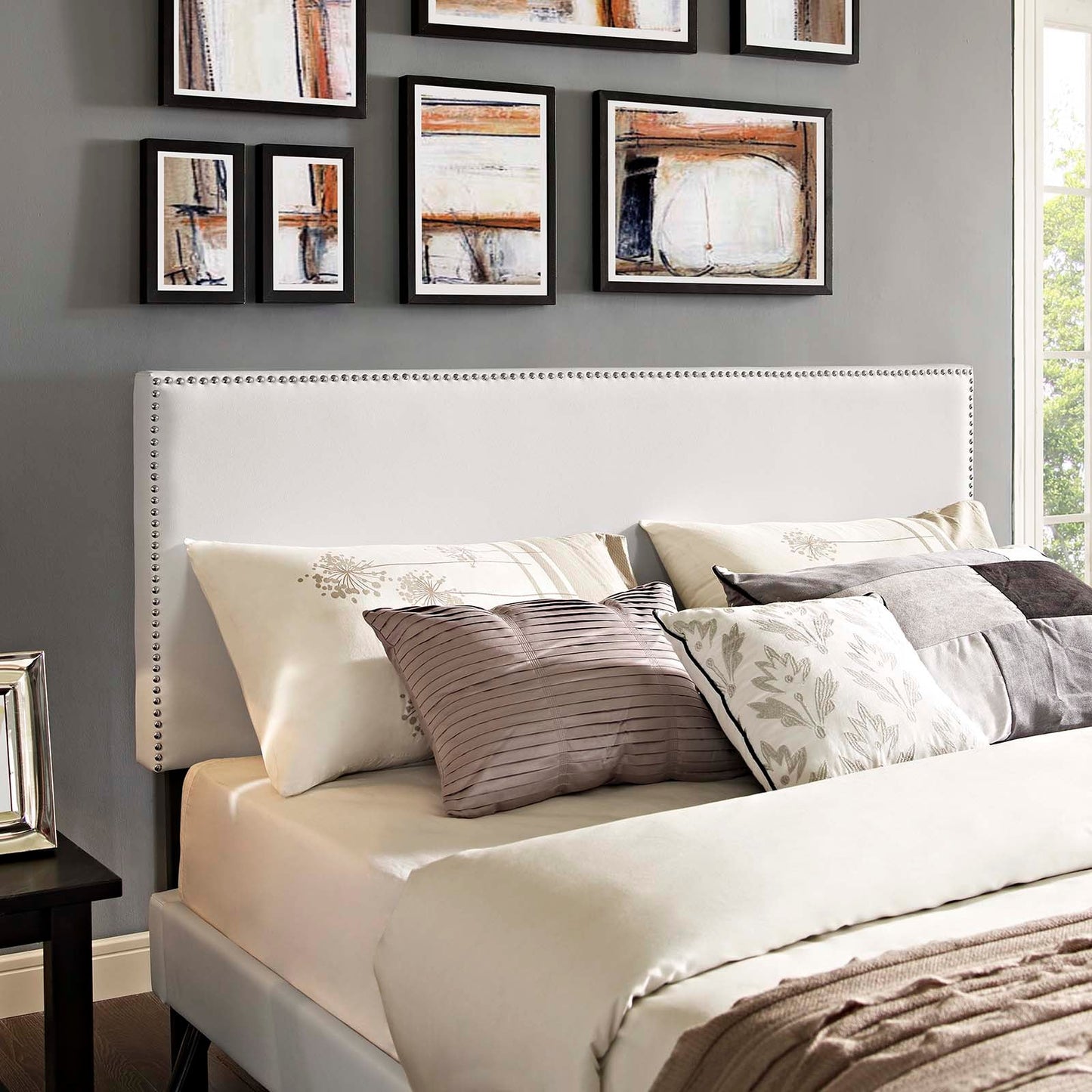 Macie Vinyl King Platform Bed with Round Splayed Legs by Modway