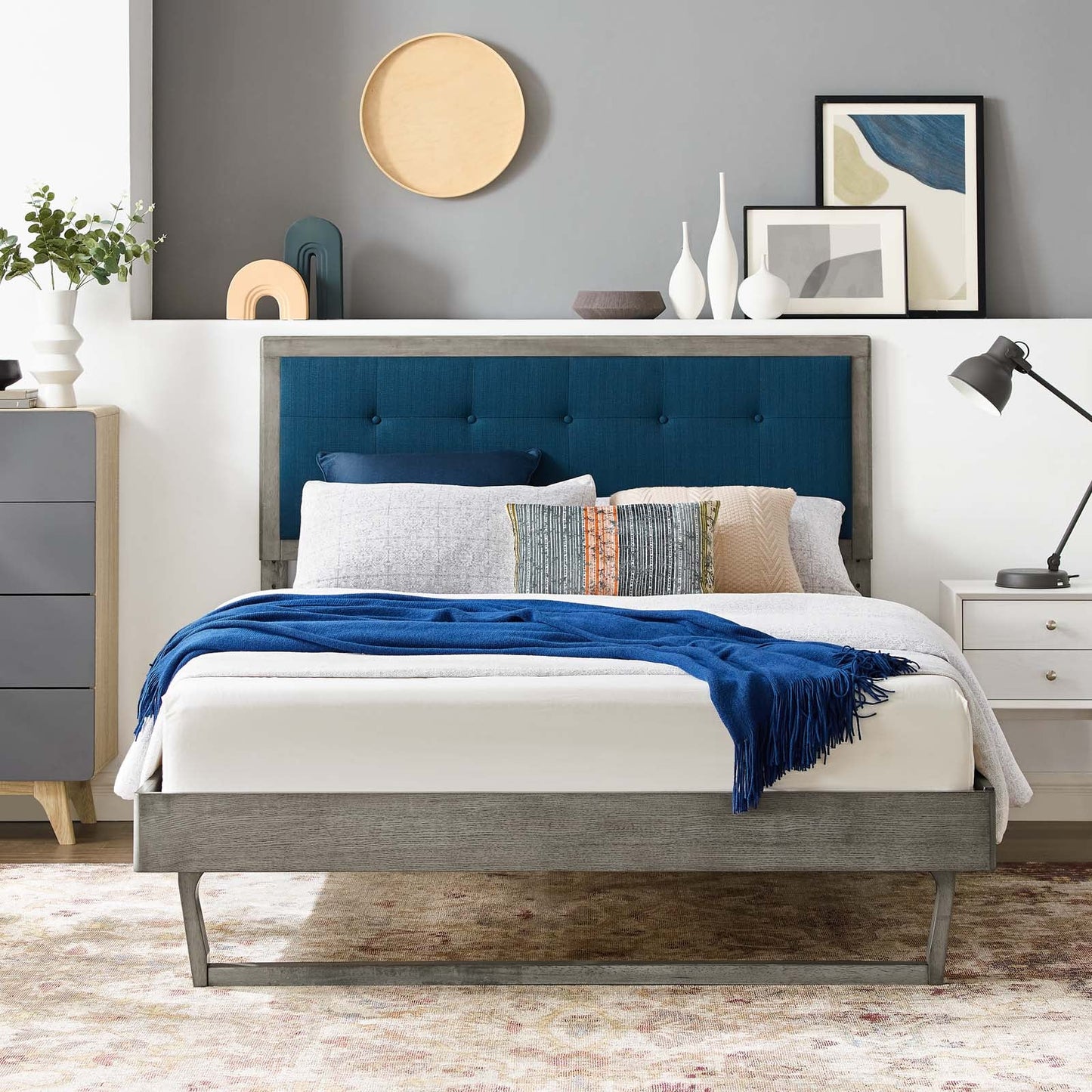 Willow Wood King Platform Bed With Angular Frame by Modway