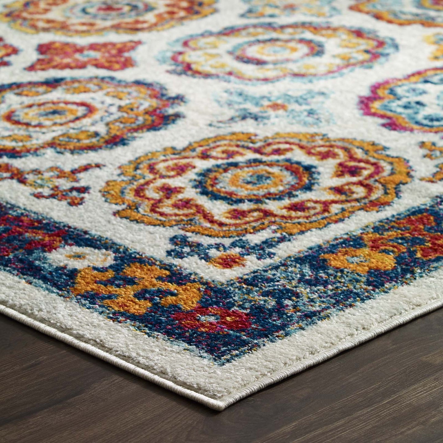 Entourage Odile Distressed Floral Moroccan Trellis 8x10 Area Rug by Modway