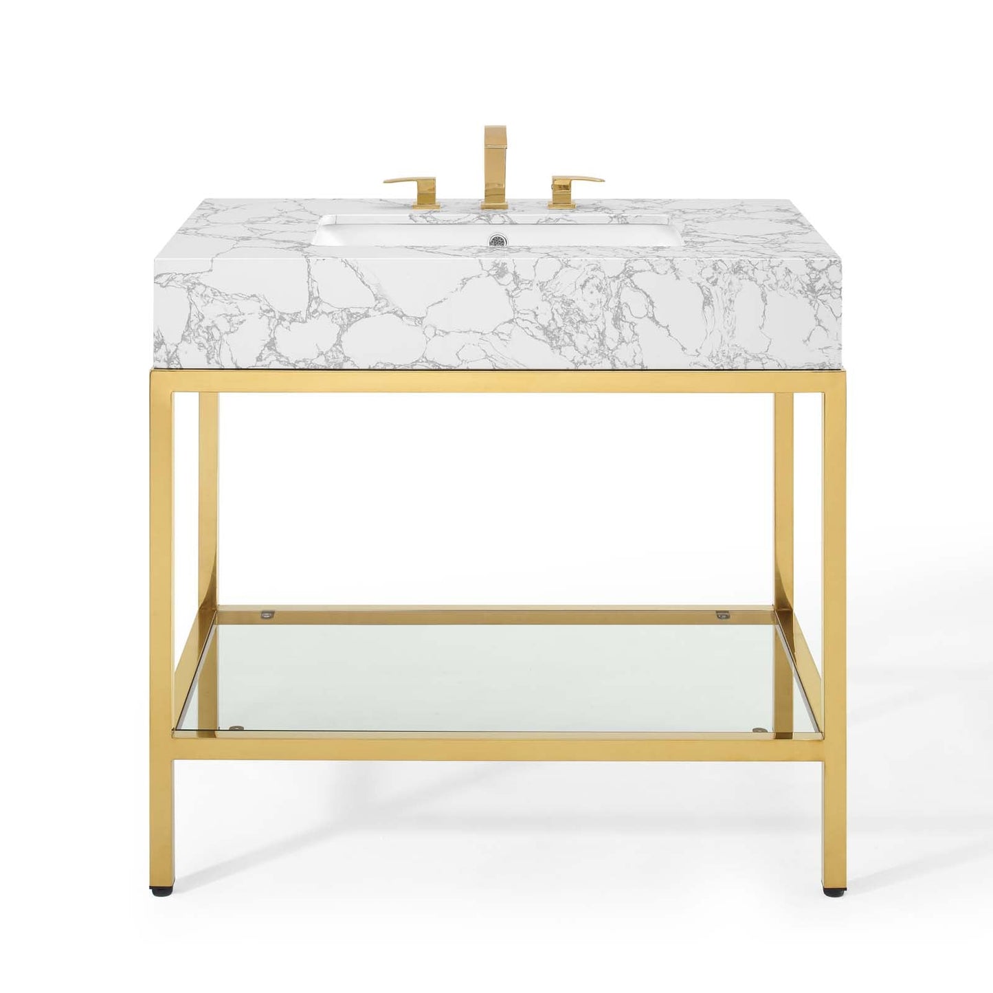 Kingsley 36" Gold Stainless Steel Bathroom Vanity by Modway