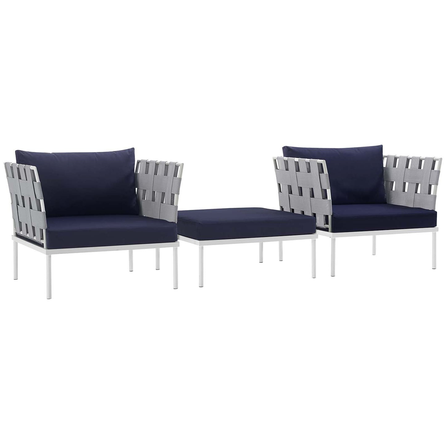 Harmony 3 Piece Outdoor Patio Aluminum Sectional Sofa Set by Modway