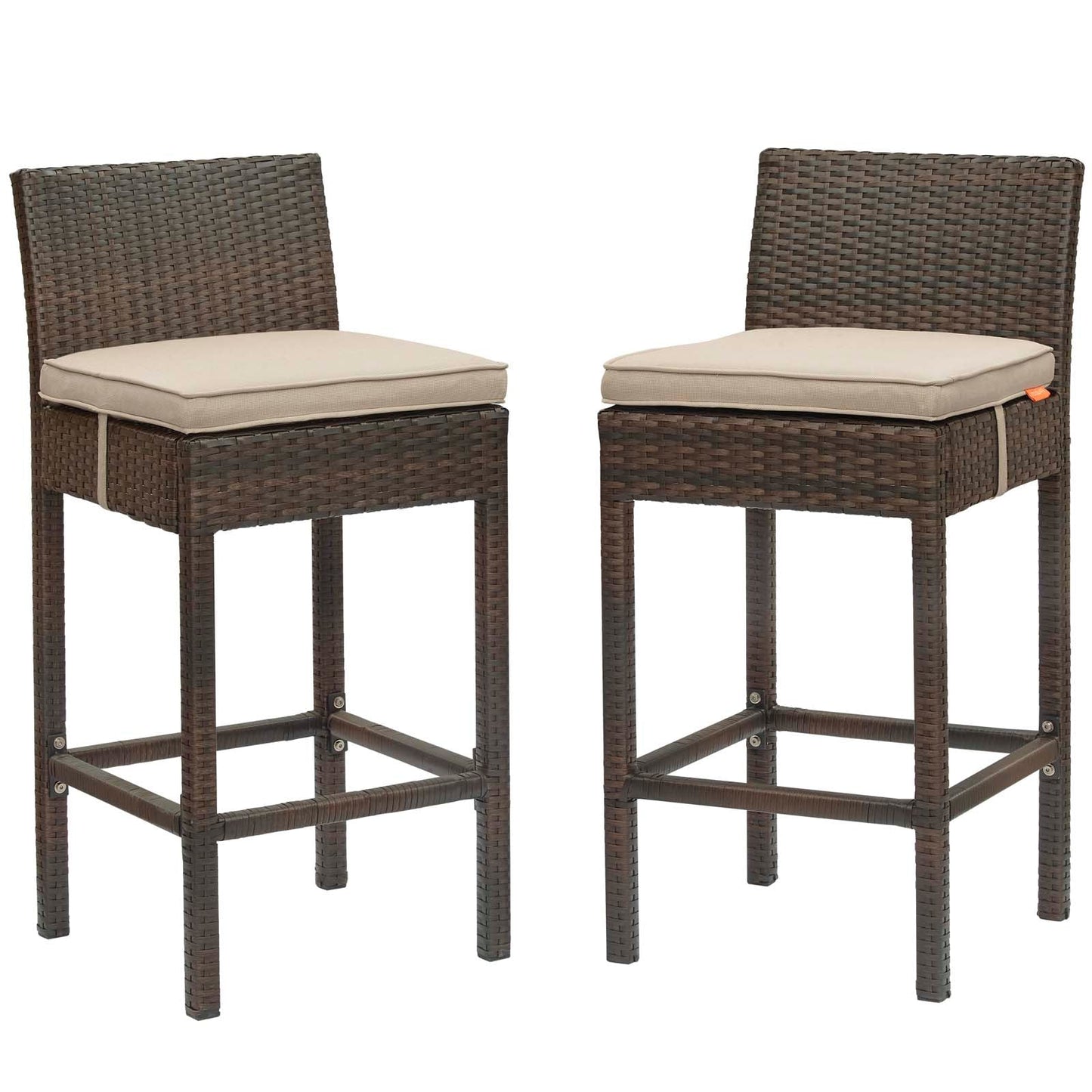 Conduit Outdoor Patio Wicker Rattan Bar Stool Set of 2 by Modway