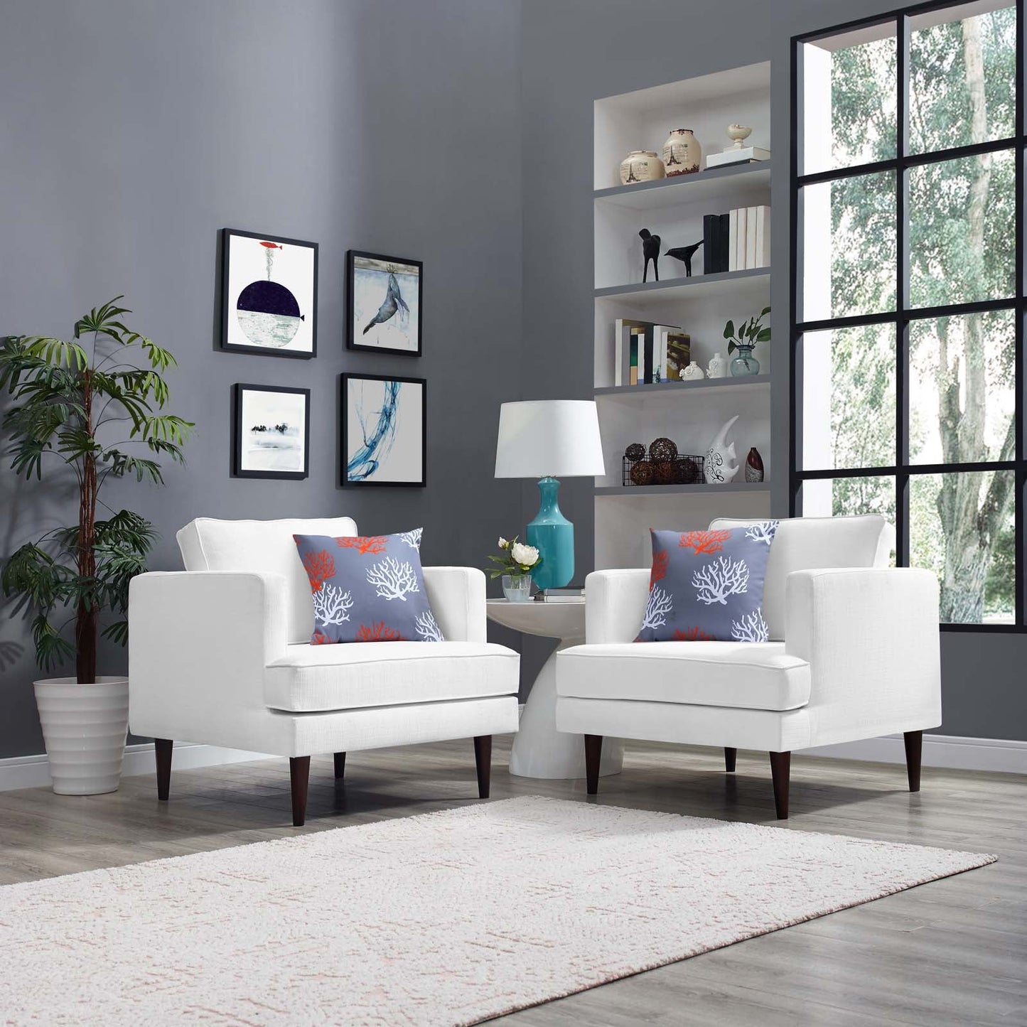 Agile Upholstered Fabric Armchair Set of 2 by Modway