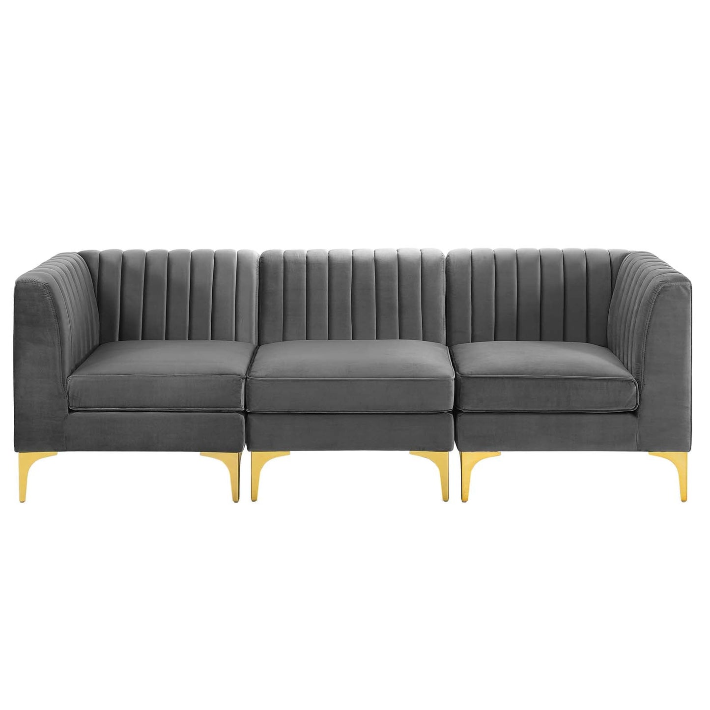 Triumph Channel Tufted Performance Velvet 3-Seater Sofa by Modway