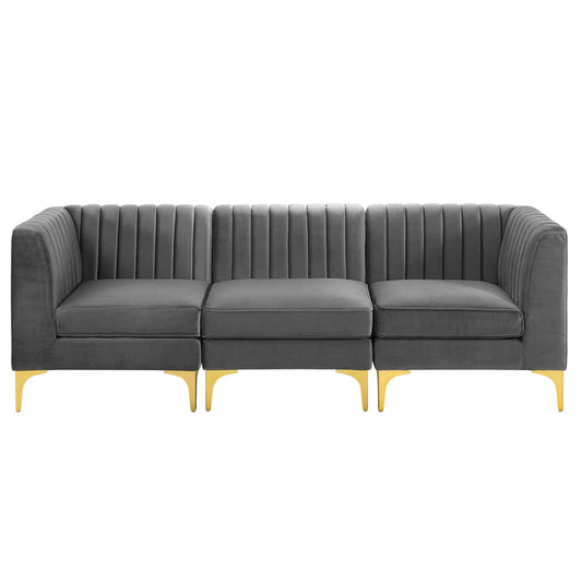 Triumph Channel Tufted Performance Velvet 3-Seater Sofa by Modway