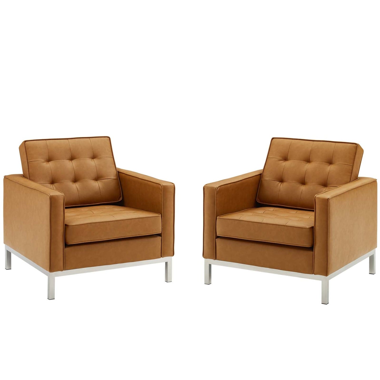 Loft Tufted Vegan Leather Armchairs Set of 2 by Modway