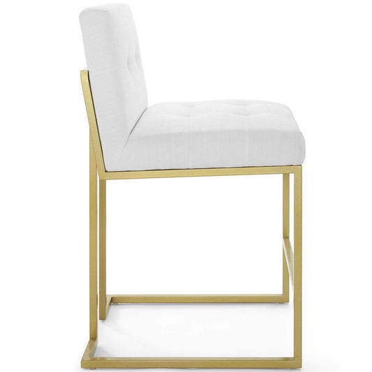 Privy Gold Stainless Steel Upholstered Fabric Counter Stool by Modway