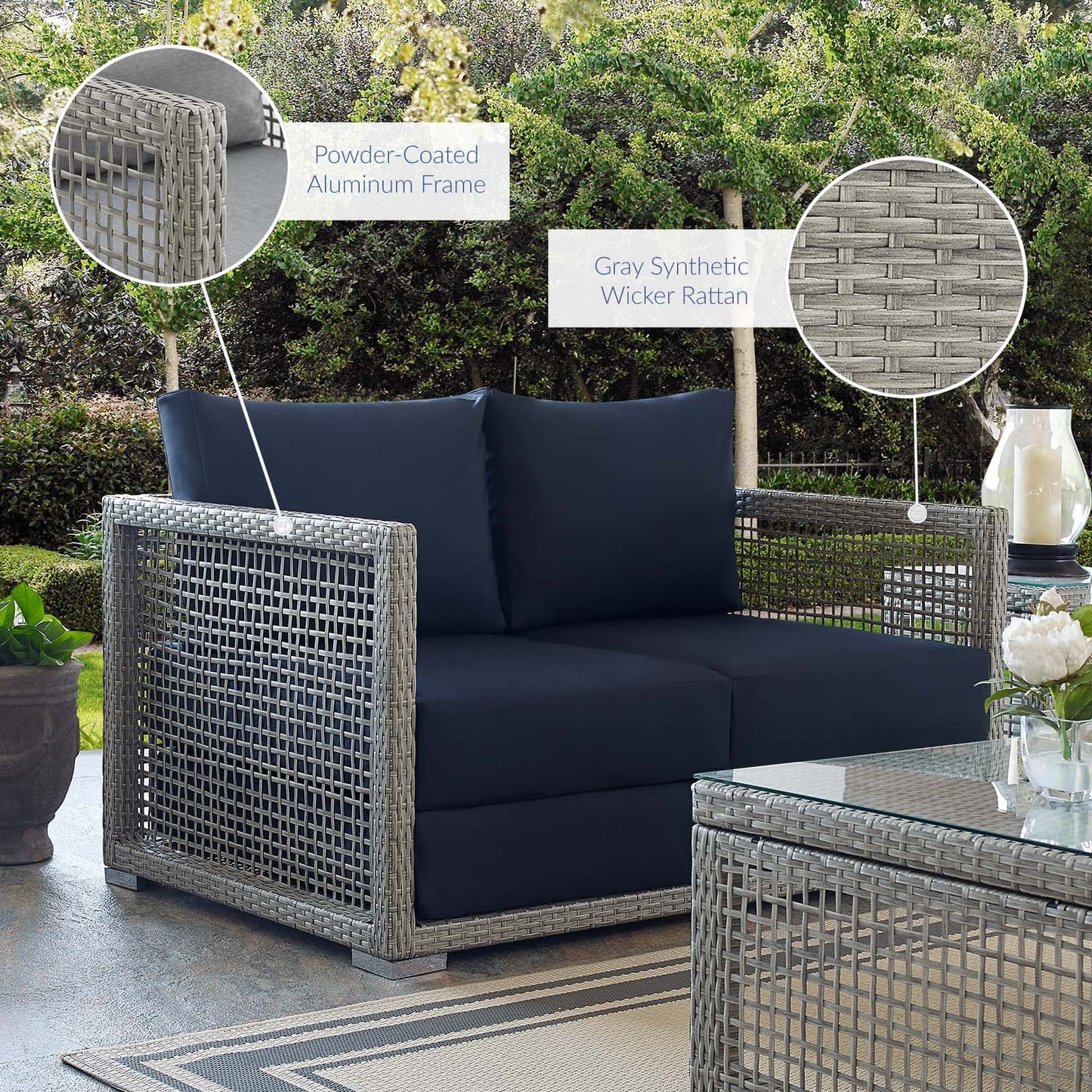 Aura Outdoor Patio Wicker Rattan Loveseat by Modway