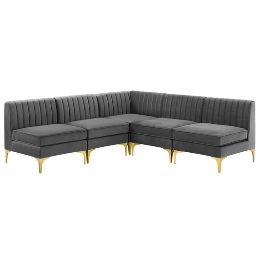 Triumph 5-Piece Channel Tufted Performance Velvet Sectional Sofa by Modway