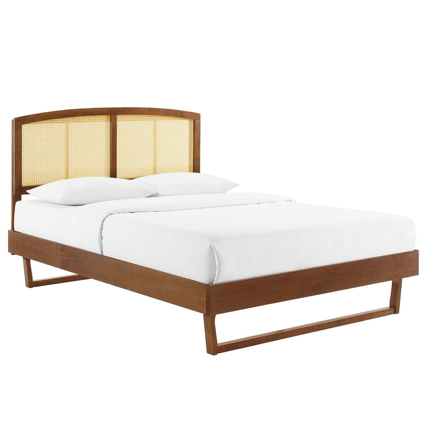 Sierra Cane and Wood Queen Platform Bed With Angular Legs by Modway