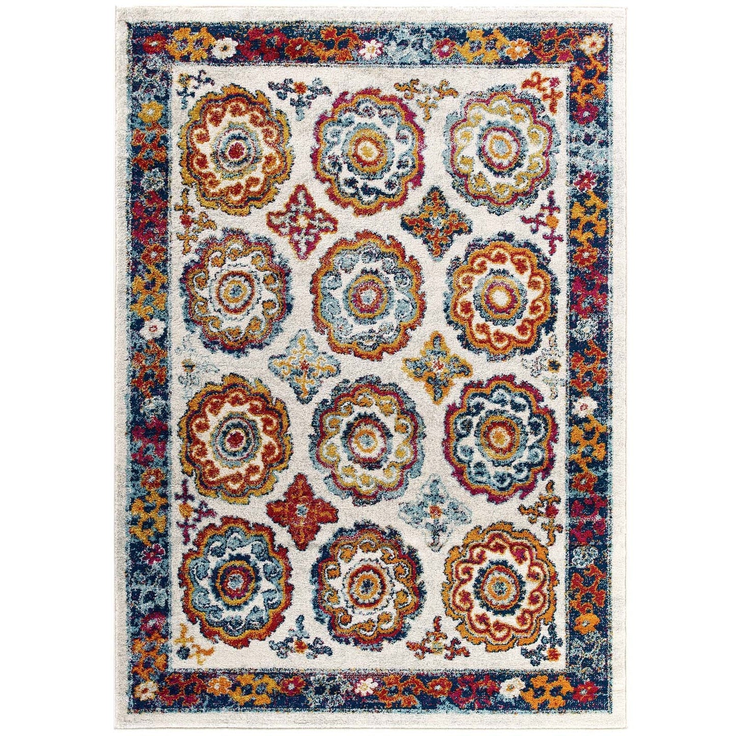Entourage Odile Distressed Floral Moroccan Trellis 5x8 Area Rug by Modway