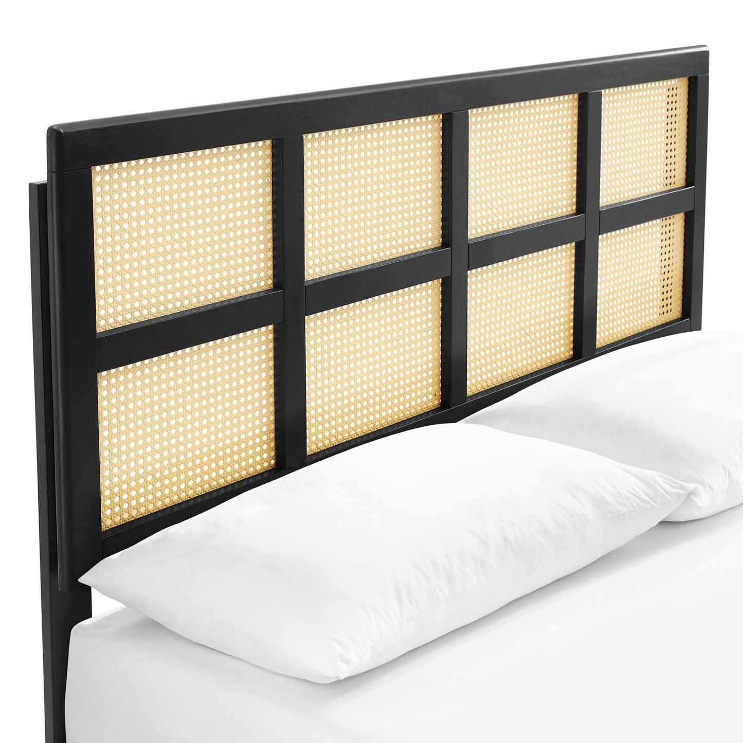Sidney Cane and Wood Queen Platform Bed With Splayed Legs by Modway