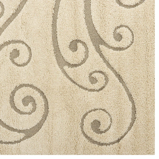 Jubilant Sprout Scrolling Vine Shag 5x8 Area Rug by Modway