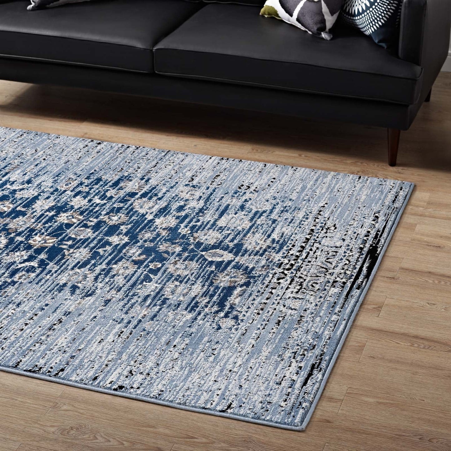 Chiara Distressed Floral Lattice Contemporary 8x10 Area Rug by Modway
