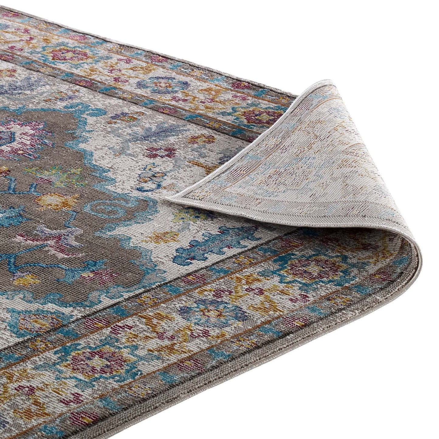 Success Anisah Distressed Floral Vintage Medallion 8x10 Area Rug by Modway