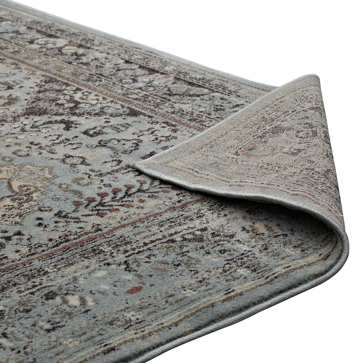 Enye Distressed Vintage Floral Lattice 5x8 Area Rug by Modway