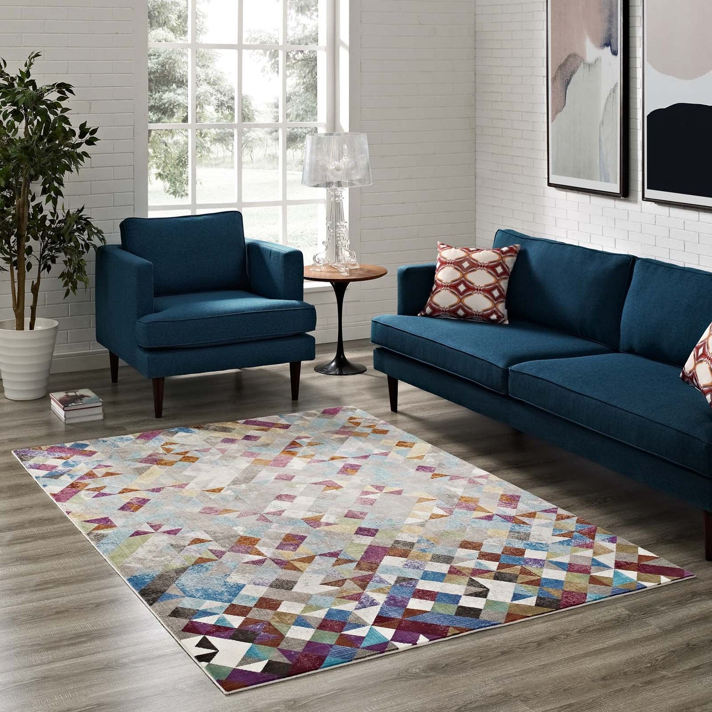 Lavendula Triangle Mosaic 4x6 Area Rug by Modway