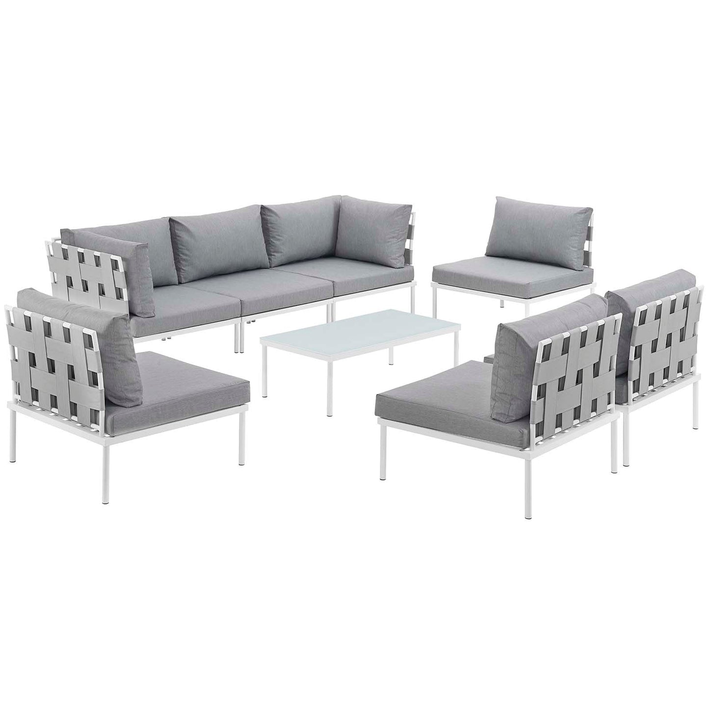 Harmony 8 Piece Outdoor Patio Aluminum Sectional Sofa Set by Modway