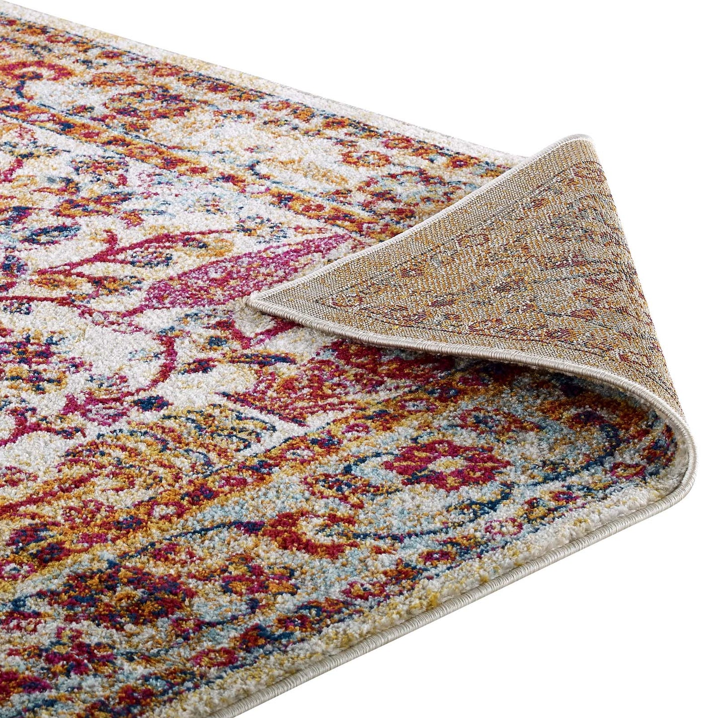 Entourage Jessa Distressed Vintage Floral Lattice 5x8 Area Rug by Modway