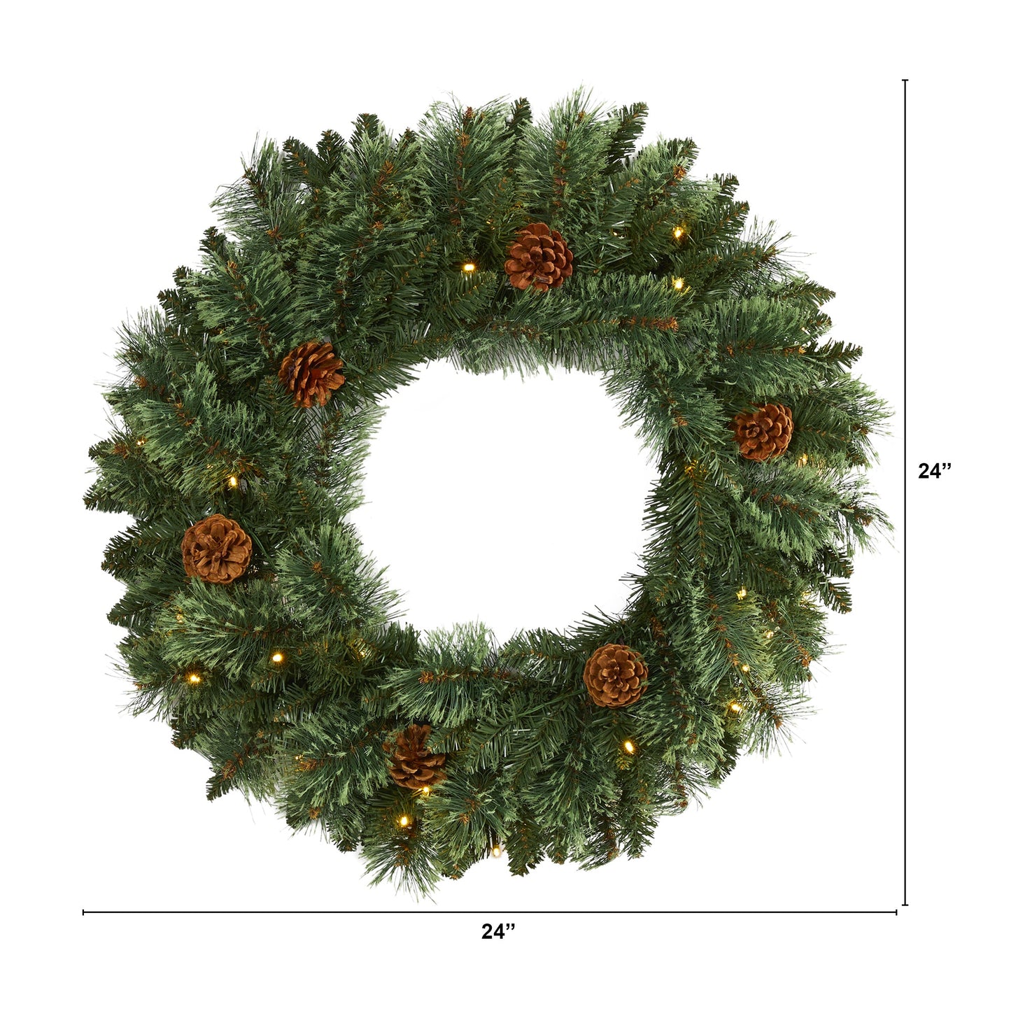24" White Mountain Pine Artificial Christmas Wreath w/ 35 LED Lights