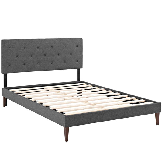 Tarah Fabric King Platform Bed with Squared Tapered Legs by Modway