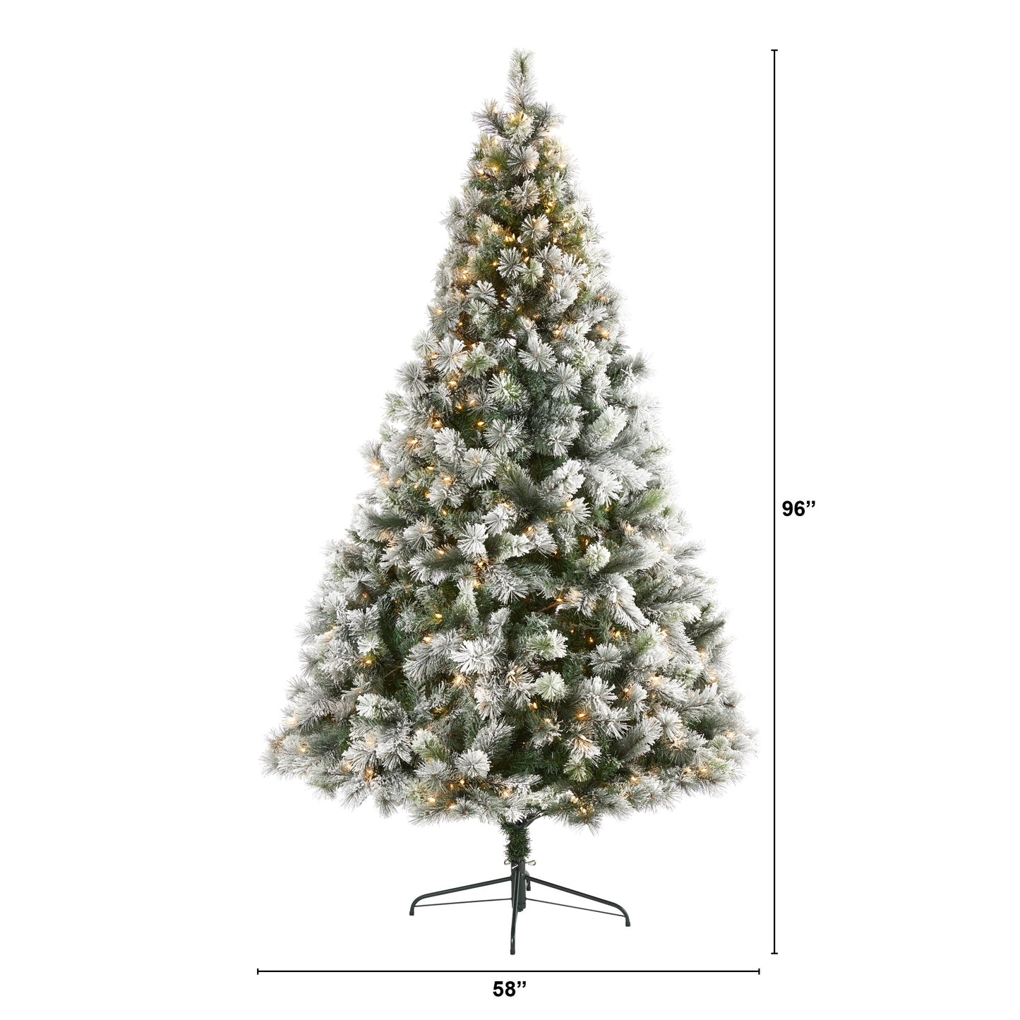8' Flocked Oregon Pine Artificial Christmas Tree with 500 Clear Lights