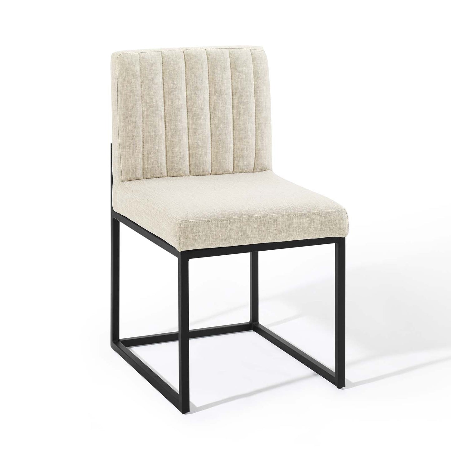 Carriage Channel Tufted Sled Base Upholstered Fabric Dining Chair by Modway