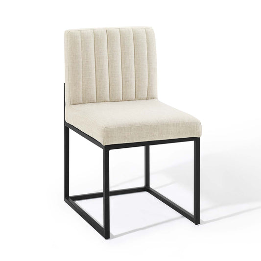 Carriage Channel Tufted Sled Base Upholstered Fabric Dining Chair by Modway