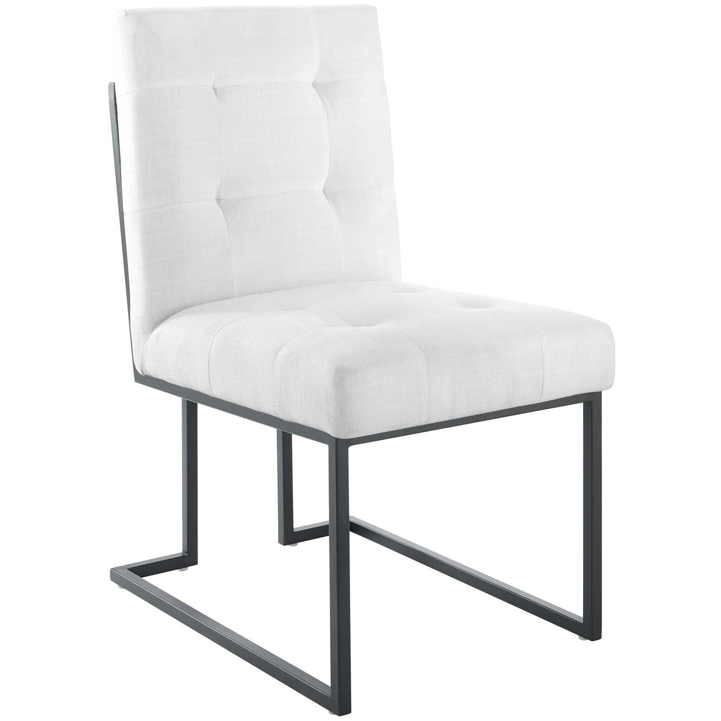 Privy Black Stainless Steel Upholstered Fabric Dining Chair Set of 2 by Modway
