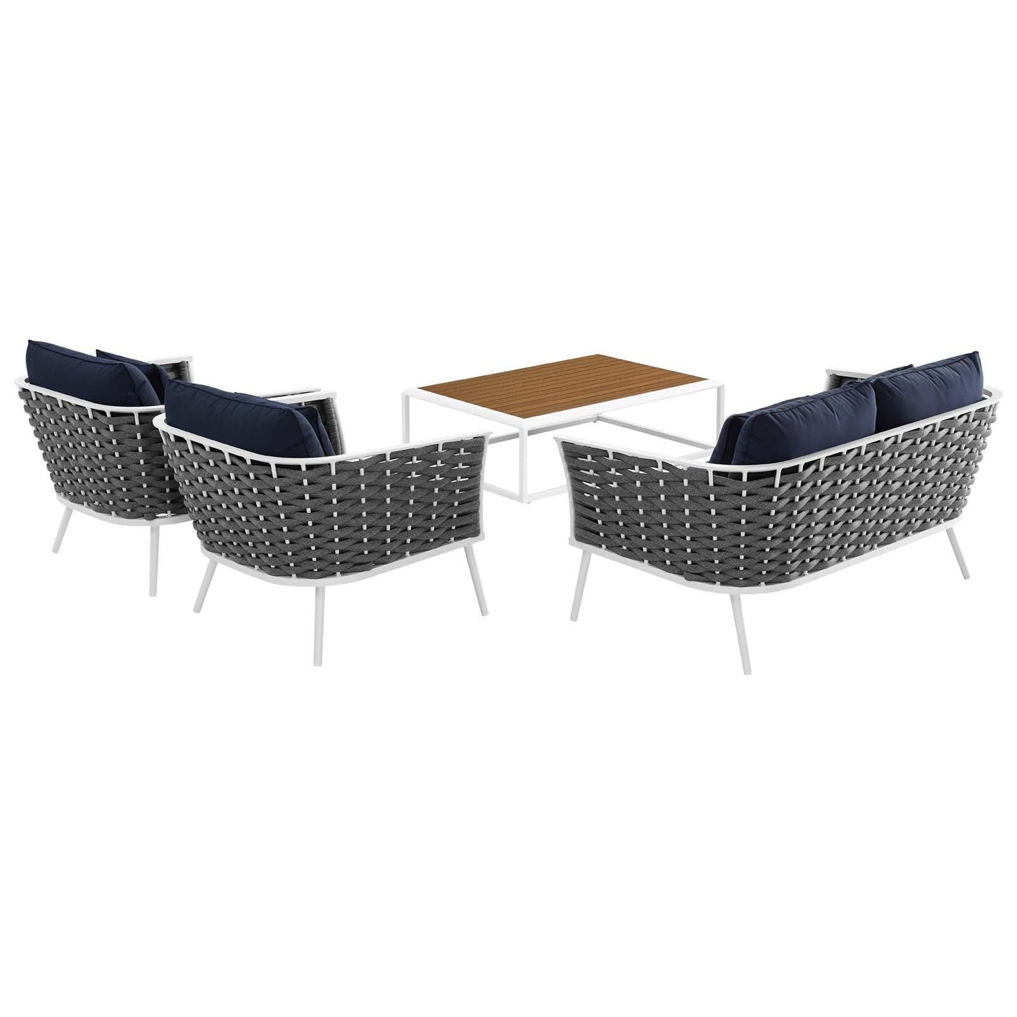 Stance 4 Piece Outdoor Patio Aluminum Sectional Sofa Set by Modway