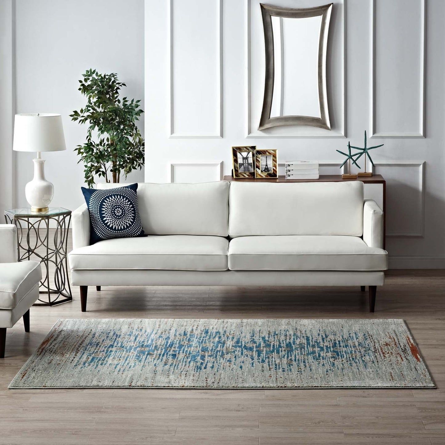 Hesper Distressed Contemporary Floral Lattice 5x8 Area Rug by Modway