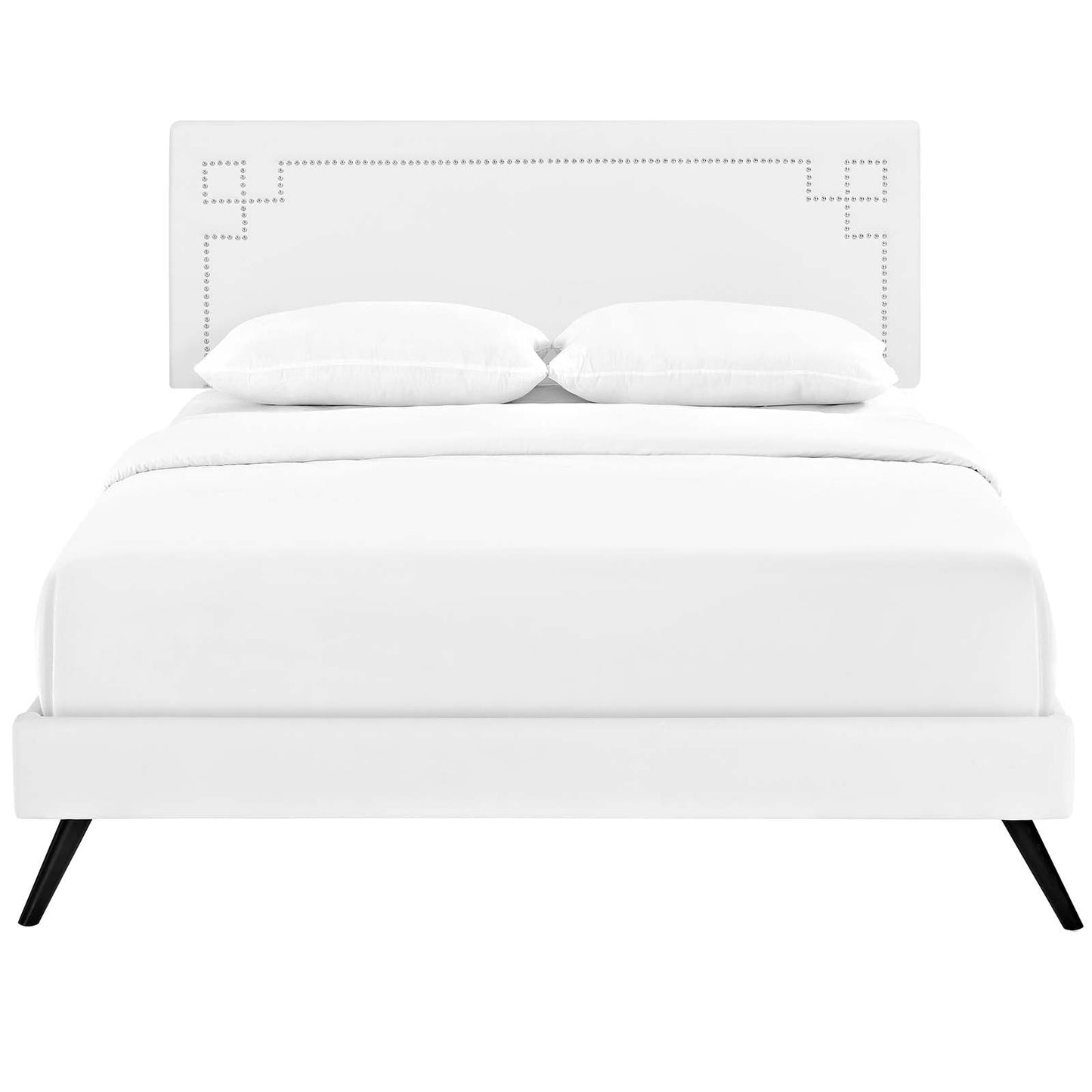 Ruthie Vinyl Full Platform Bed with Round Splayed Legs by Modway