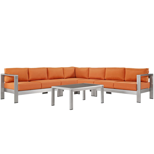 Shore 6 Piece Outdoor Patio Aluminum Sectional Sofa Set by Modway