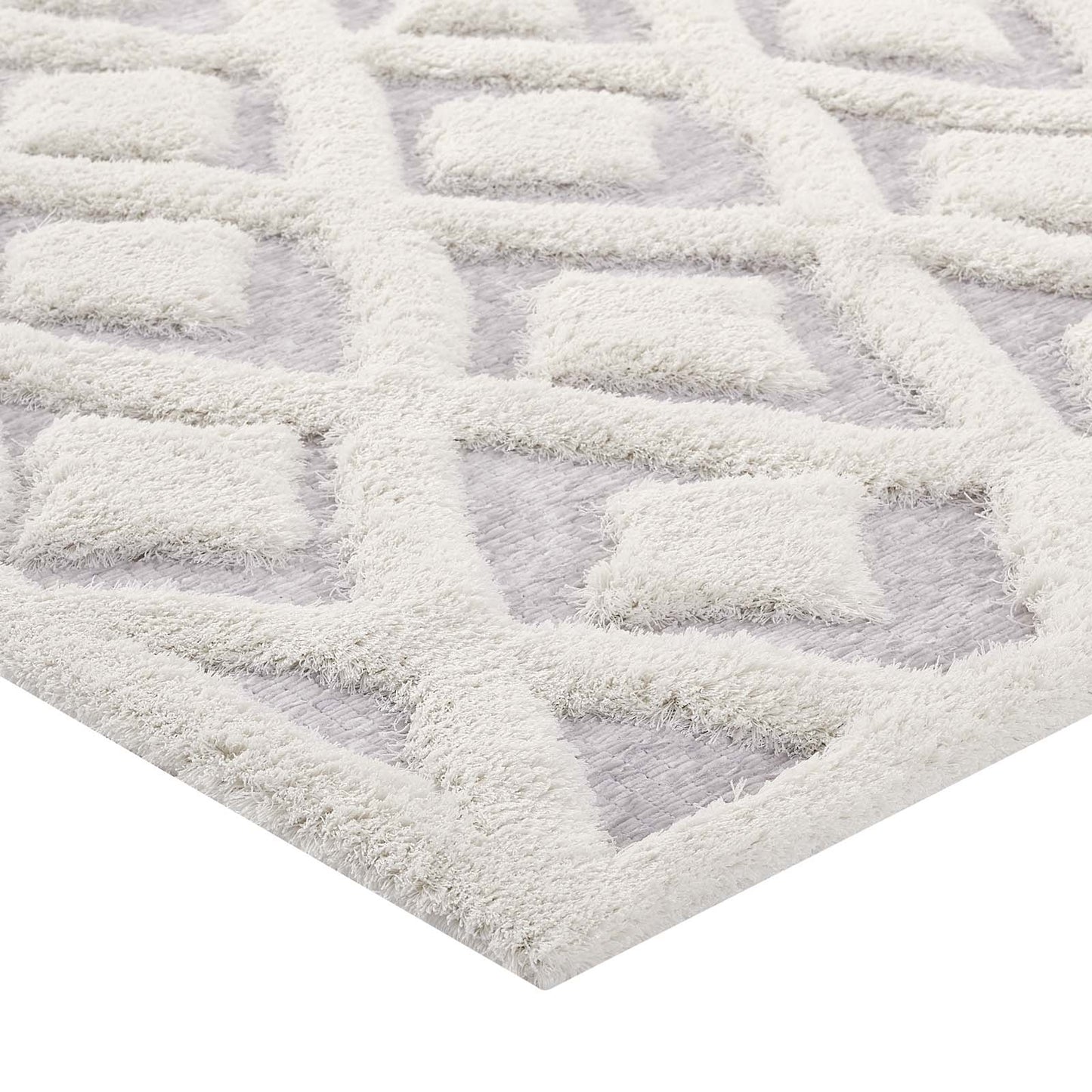 Whimsical Morsel Abstract Diamond Lattice Shag 5x8 Area Rug by Modway