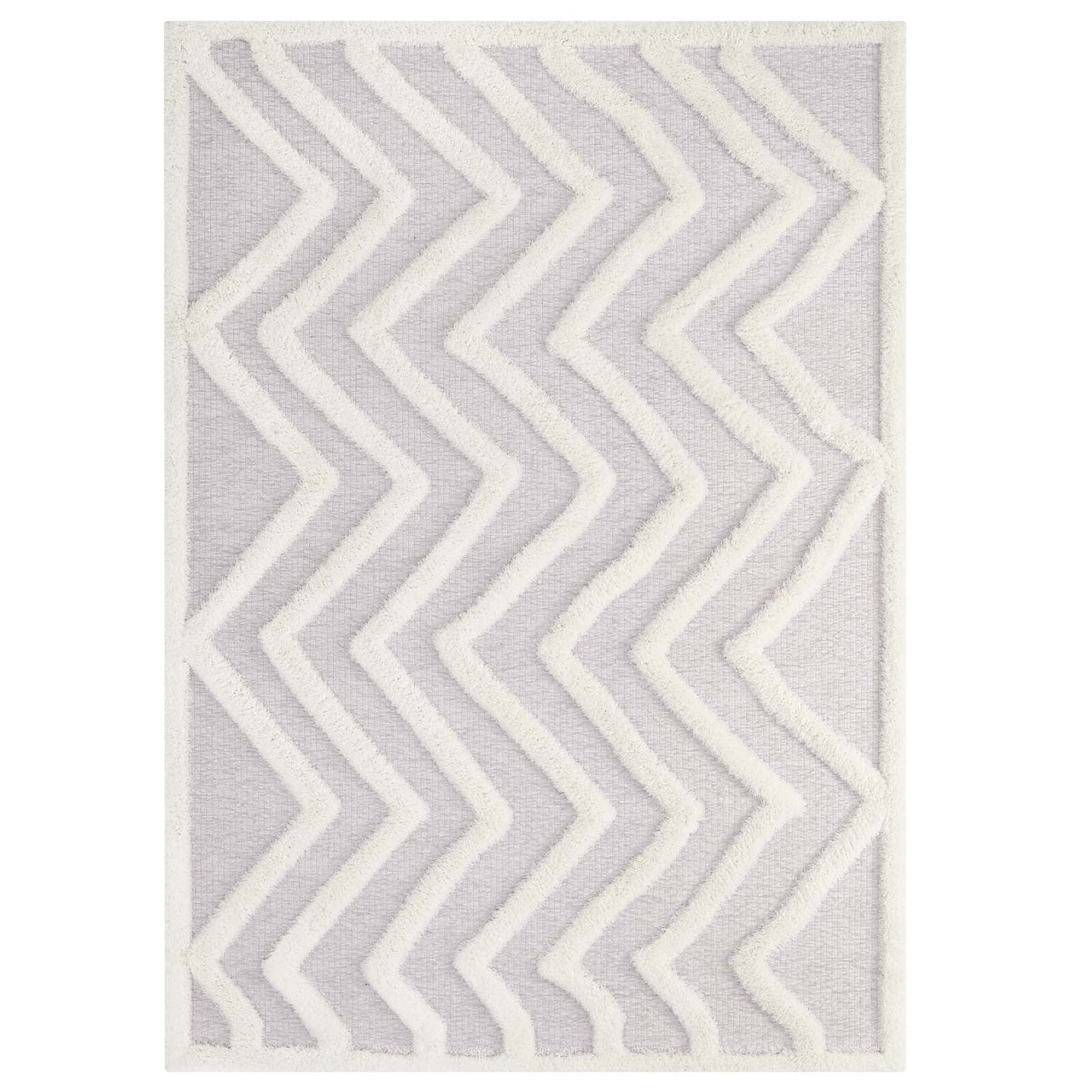 Whimsical Pathway Abstract Chevron Shag 5x8 Area Rug by Modway