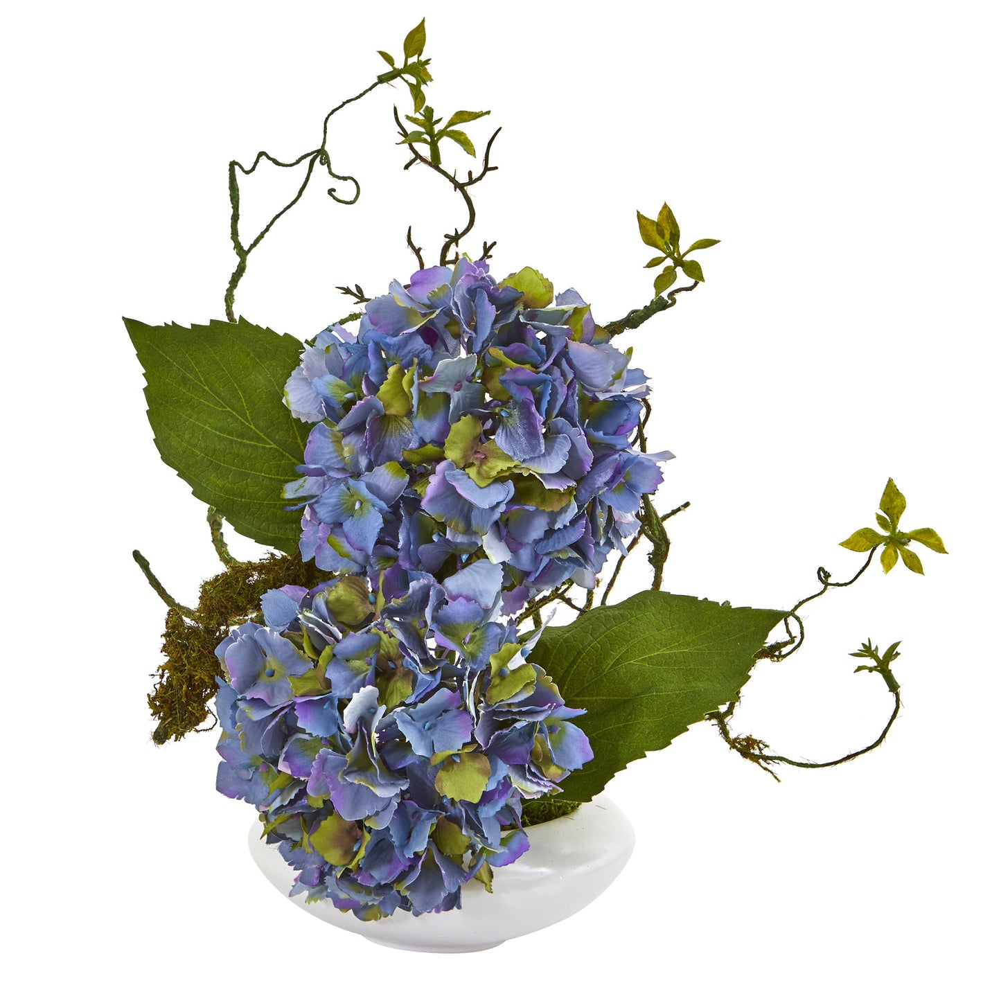 13"  Hydrangea Artificial Arrangement in White Vase
